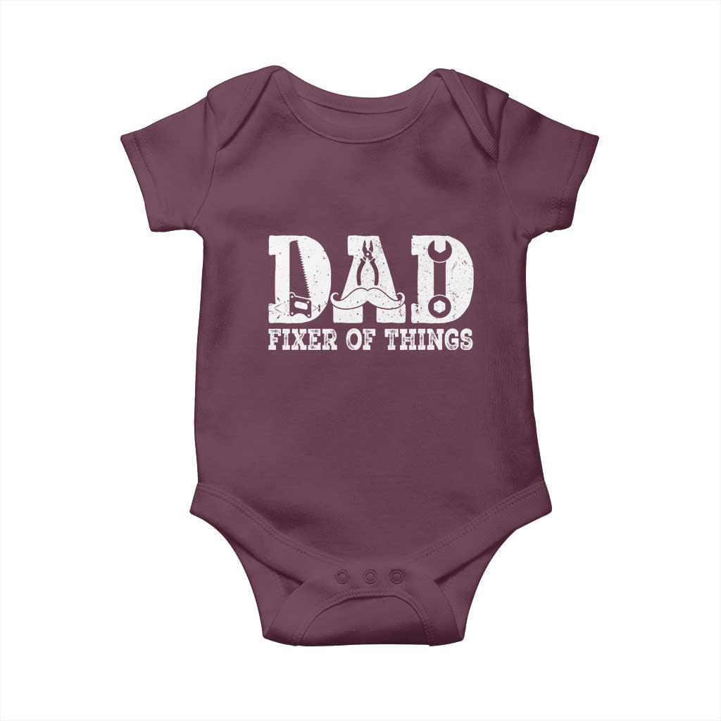 Handyman Dad Fixer Of Everything Baby Onesie Funny Garage Papa TS12 Maroon Print Your Wear