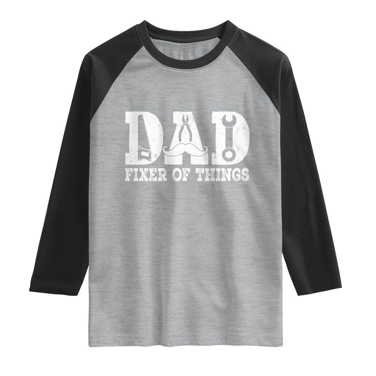 Handyman Dad Fixer Of Everything Raglan Shirt Funny Garage Papa TS12 Heather Gray Black Print Your Wear