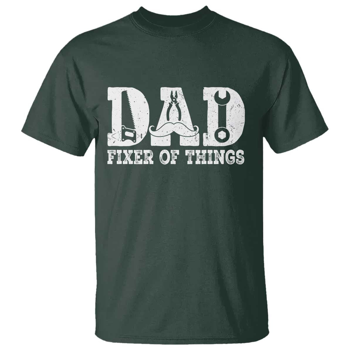 Handyman Dad Fixer Of Everything T Shirt Funny Garage Papa TS12 Dark Forest Green Print Your Wear