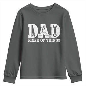Handyman Dad Fixer Of Everything Youth Sweatshirt Funny Garage Papa TS12 Dark Heather Print Your Wear