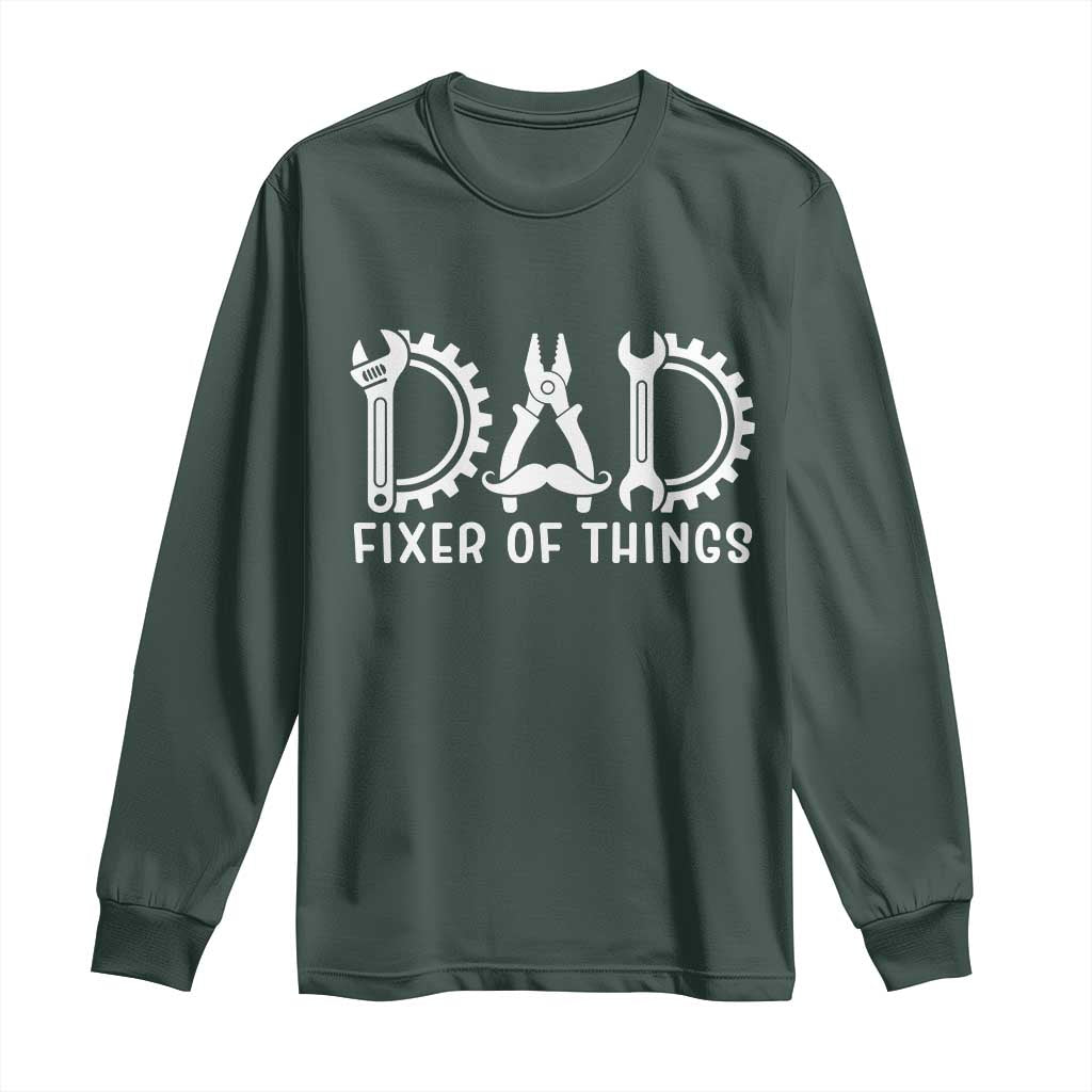 Dad Fixer Of Everything Garage Life Long Sleeve Shirt Auto Mechanic Fathers Day Gift TS12 Dark Forest Green Print Your Wear