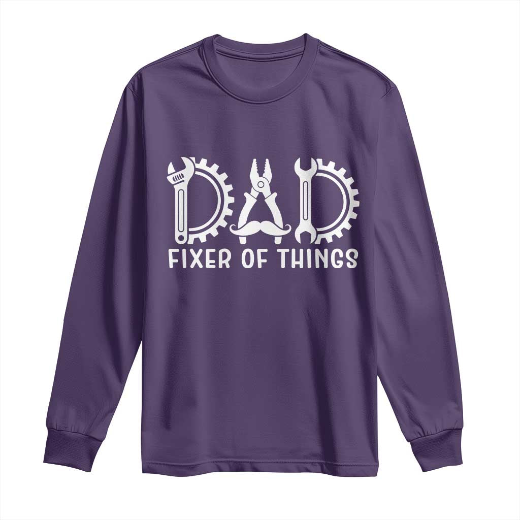 Dad Fixer Of Everything Garage Life Long Sleeve Shirt Auto Mechanic Fathers Day Gift TS12 Purple Print Your Wear