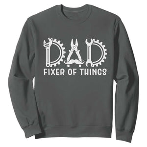 Dad Fixer Of Everything Garage Life Sweatshirt Auto Mechanic Fathers Day Gift TS12 Dark Heather Print Your Wear