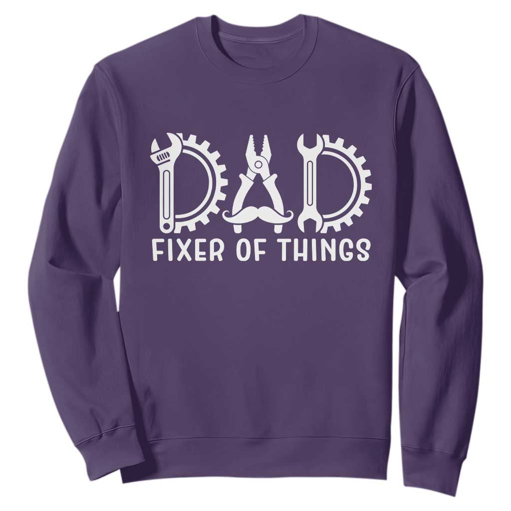 Dad Fixer Of Everything Garage Life Sweatshirt Auto Mechanic Fathers Day Gift TS12 Purple Print Your Wear