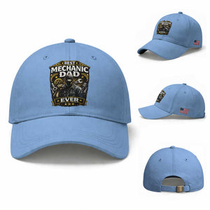 Best Mechanic Dad Ever Baseball Cap Auto Repair Fathers Day Graphic TS12 Baseball Cap Universal Fit Light Blue Print Your Wear