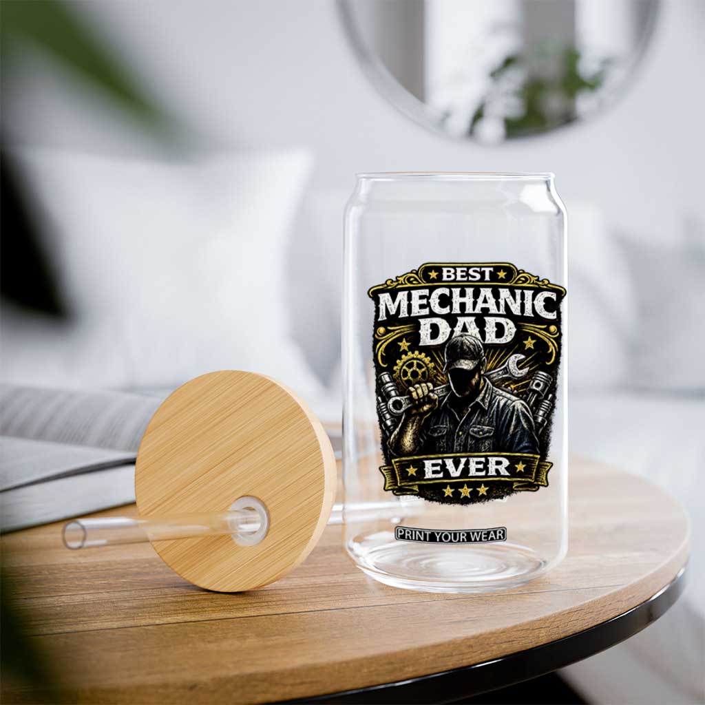 Best Mechanic Dad Ever Glass Can Auto Repair Fathers Day Graphic TS12 Print Your Wear