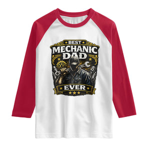 Best Mechanic Dad Ever Raglan Shirt Auto Repair Fathers Day Graphic TS12 White Red Print Your Wear