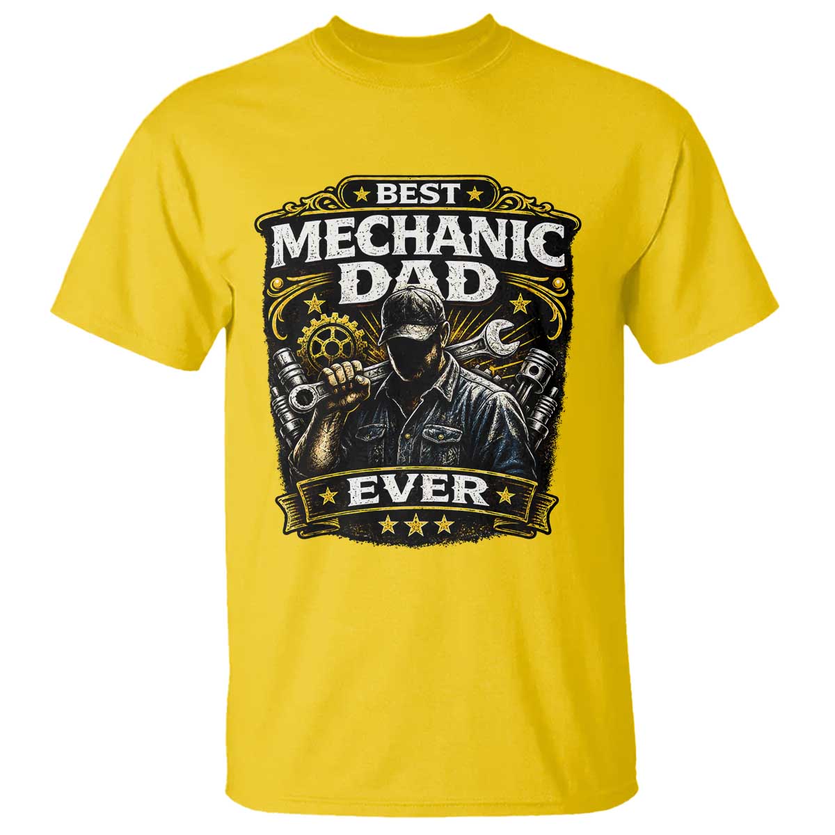 Best Mechanic Dad Ever T Shirt Auto Repair Fathers Day Graphic TS12 Daisy Print Your Wear