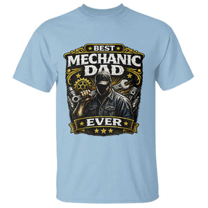 Best Mechanic Dad Ever T Shirt Auto Repair Fathers Day Graphic TS12 Light Blue Print Your Wear