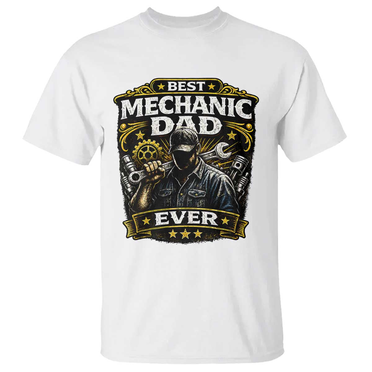 Best Mechanic Dad Ever T Shirt Auto Repair Fathers Day Graphic TS12 White Print Your Wear