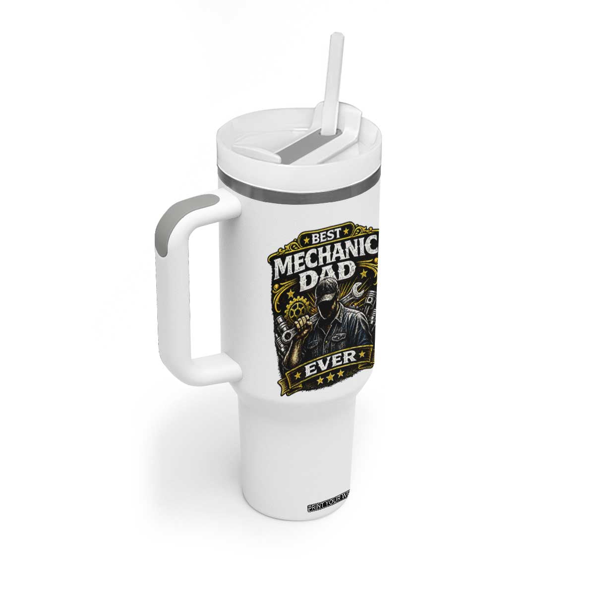 Best Mechanic Dad Ever Tumbler With Handle Auto Repair Fathers Day Graphic TS12 Print Your Wear