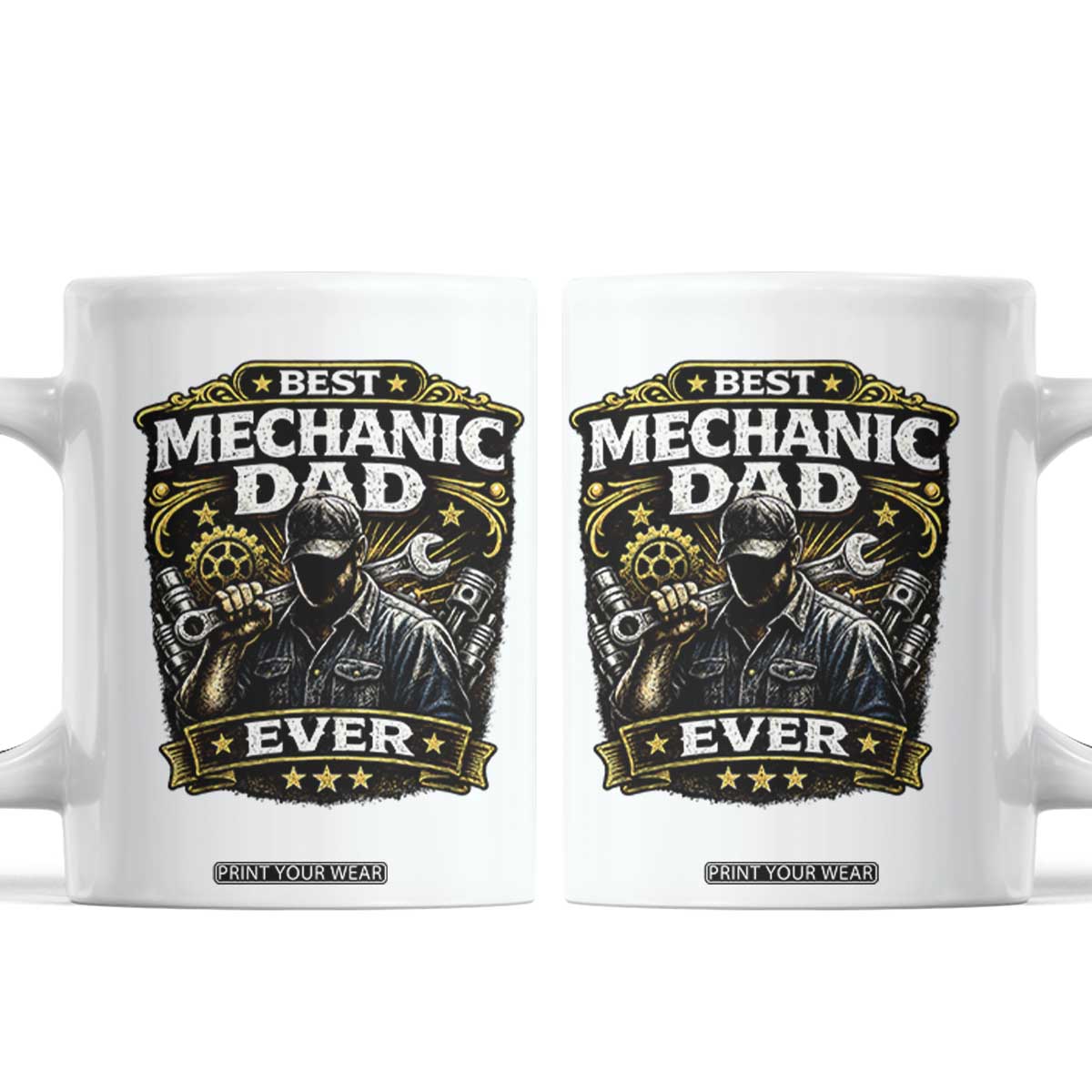 Best Mechanic Dad Ever Coffee Mug Auto Repair Fathers Day Graphic TS12 White Print Your Wear