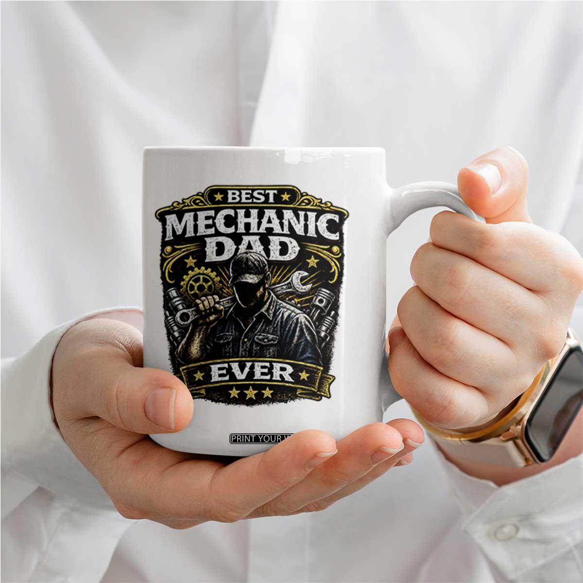 Best Mechanic Dad Ever Coffee Mug Auto Repair Fathers Day Graphic TS12 Print Your Wear