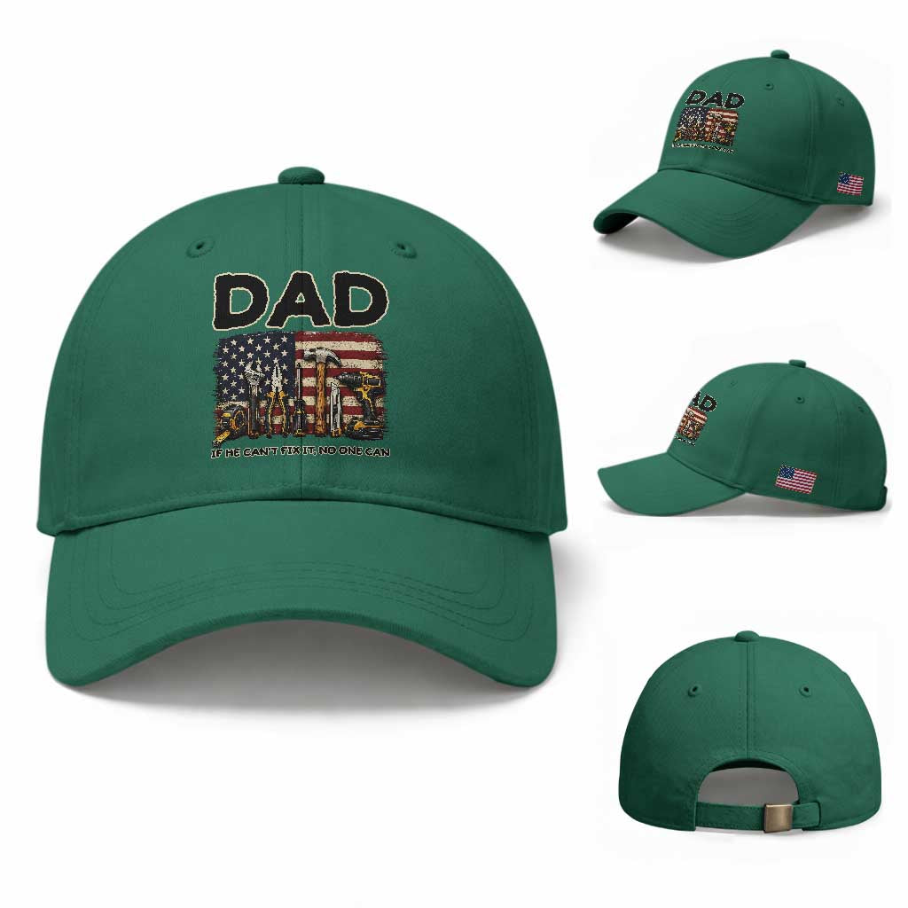 Mechanic Dad American Flag Baseball Cap If He Cant Fix It No One Can TS12 Baseball Cap Universal Fit Irish Green Print Your Wear