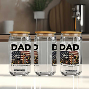 Mechanic Dad American Flag Glass Can If He Cant Fix It No One Can TS12 Print Your Wear