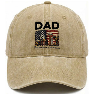 Mechanic Dad American Flag Washed Cotton Baseball Cap If He Cant Fix It No One Can TS12 Print Your Wear