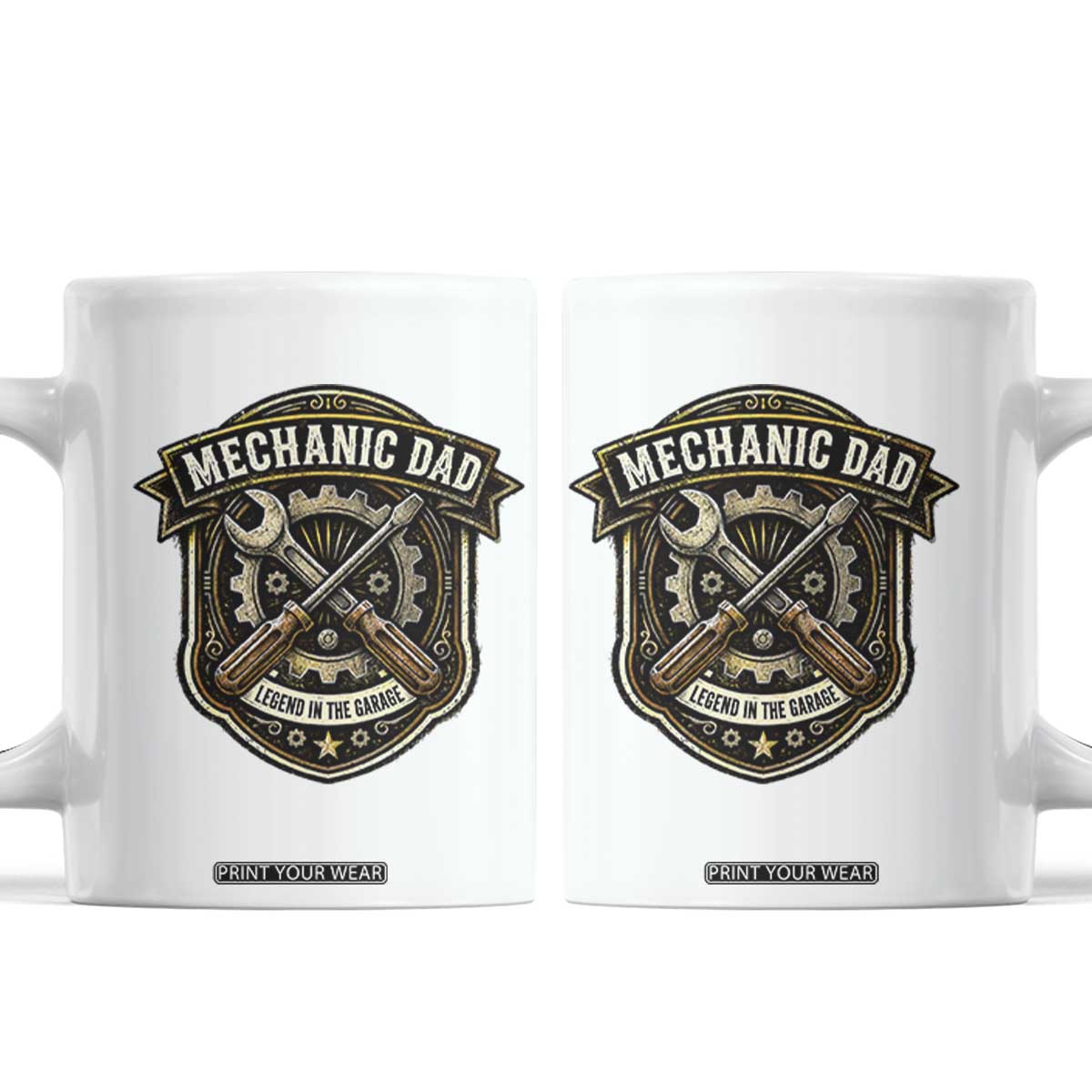Mechanic Dad Legend In The Garage Coffee Mug Funny Auto Repair Fathers Day Gift TS12 White Print Your Wear