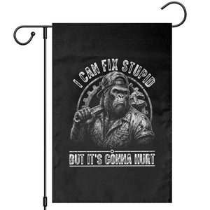 Funny Gorilla Mechanic Garden Flag I Can Fix Stupid But Its Gonna Hurt TS12 Black Print Your Wear