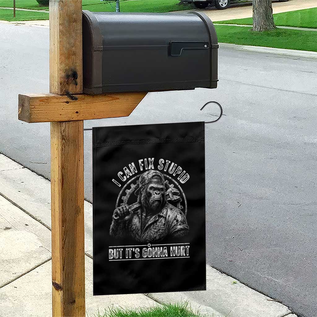 Funny Gorilla Mechanic Garden Flag I Can Fix Stupid But Its Gonna Hurt TS12 Print Your Wear