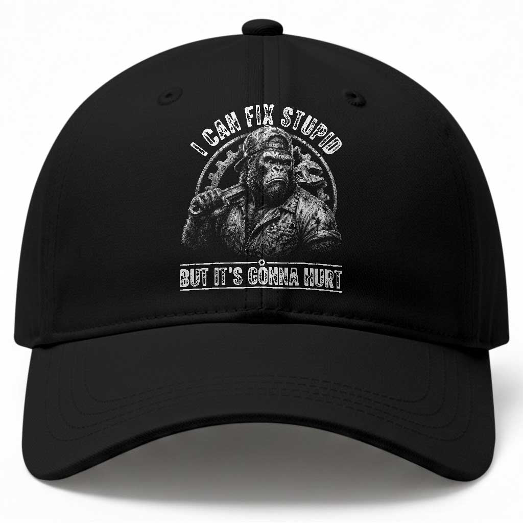 Funny Gorilla Mechanic Baseball Cap I Can Fix Stupid But Its Gonna Hurt TS12 Print Your Wear