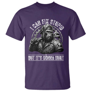 Funny Gorilla Mechanic T Shirt I Can Fix Stupid But Its Gonna Hurt TS12 Purple Print Your Wear
