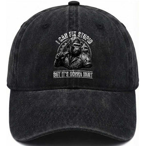 Funny Gorilla Mechanic Washed Cotton Baseball Cap I Can Fix Stupid But Its Gonna Hurt TS12 Print Your Wear