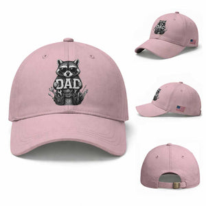 Funny Raccoon Dad Mechanic Baseball Cap Trash Panda Fathers Day Gift TS12 Baseball Cap Universal Fit Light Pink Print Your Wear