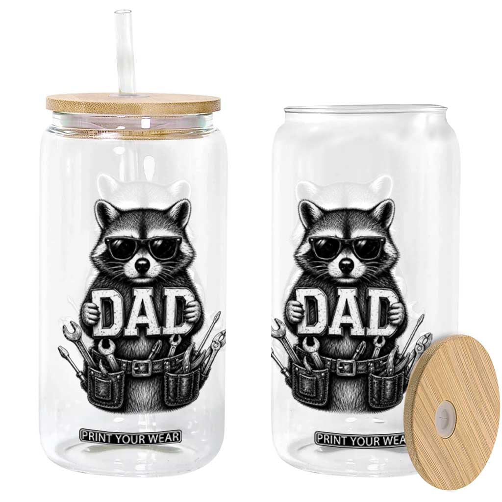 Funny Raccoon Dad Mechanic Glass Can Trash Panda Fathers Day Gift TS12 Print Your Wear