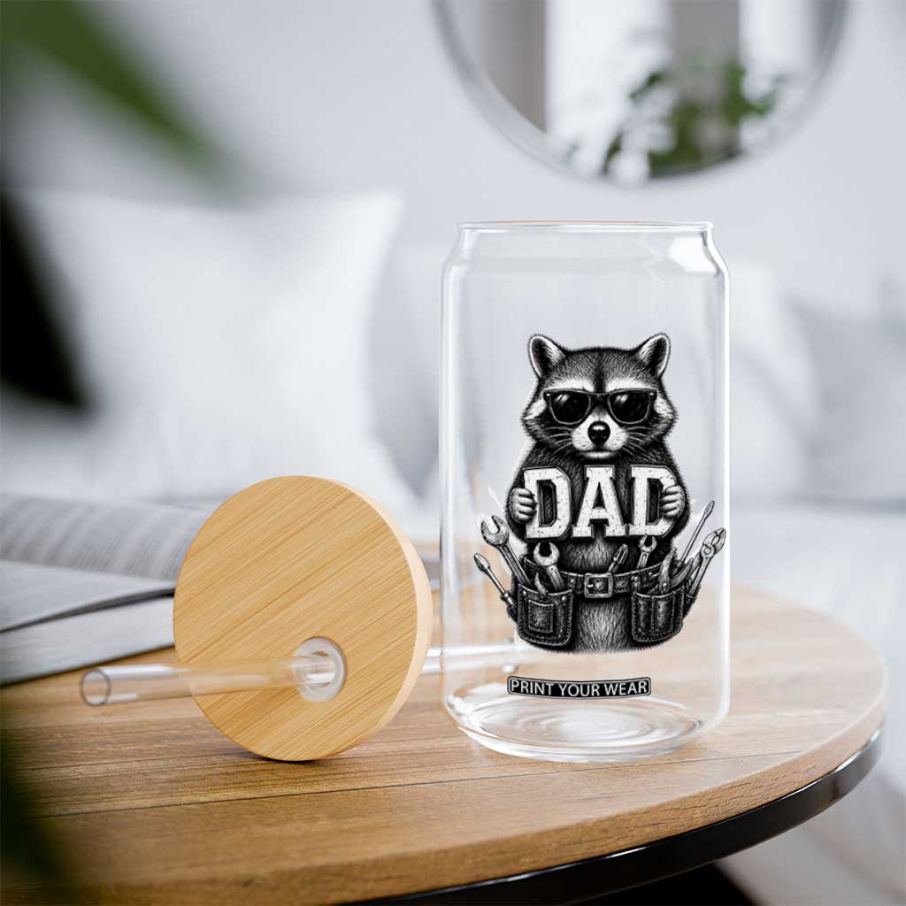 Funny Raccoon Dad Mechanic Glass Can Trash Panda Fathers Day Gift TS12 Print Your Wear