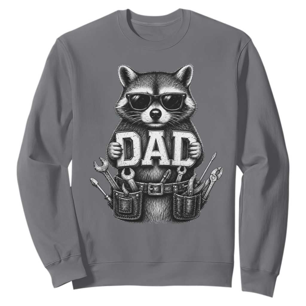 Funny Raccoon Dad Mechanic Sweatshirt Trash Panda Fathers Day Gift TS12 Charcoal Print Your Wear