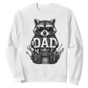 Funny Raccoon Dad Mechanic Sweatshirt Trash Panda Fathers Day Gift TS12 White Print Your Wear