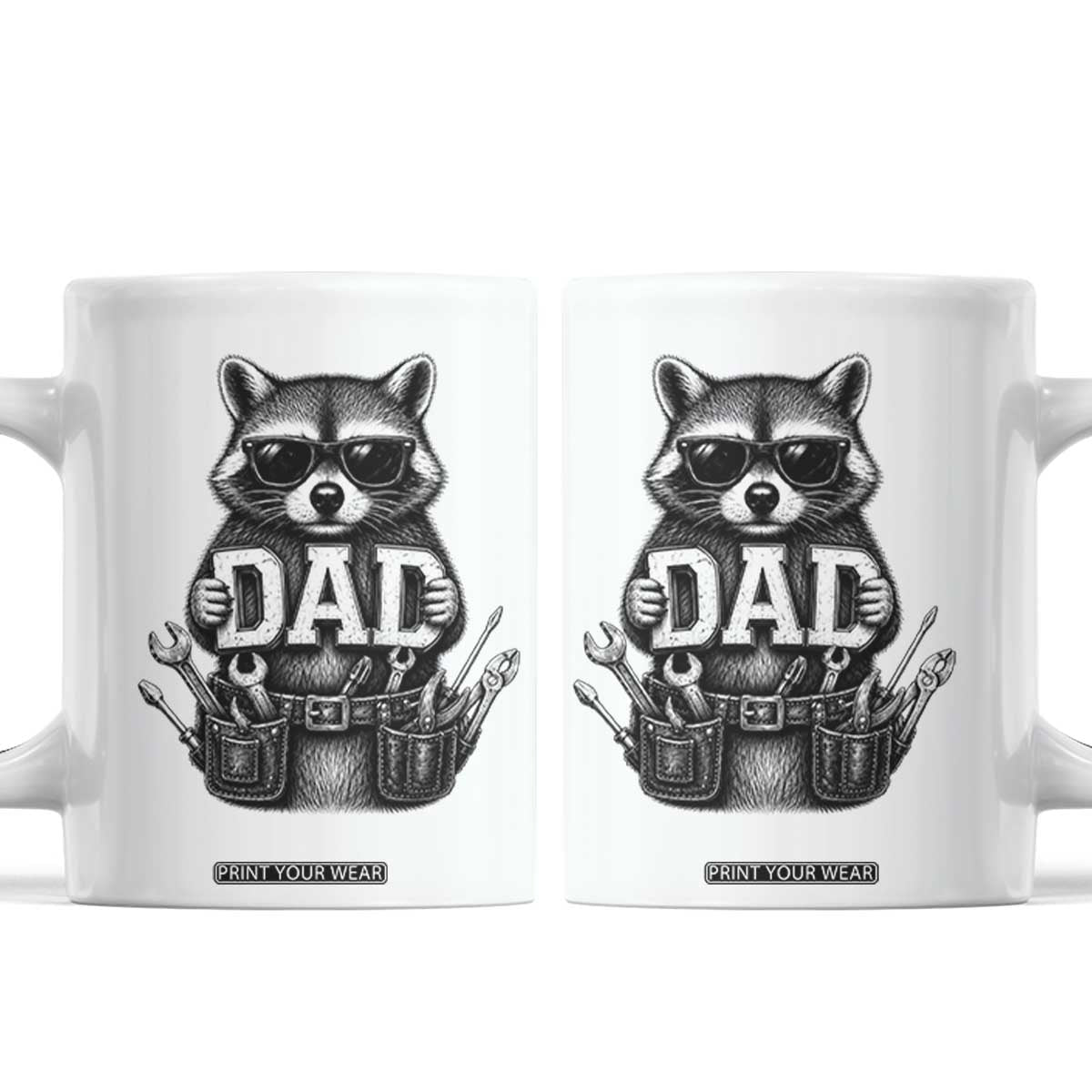 Funny Raccoon Dad Mechanic Coffee Mug Trash Panda Fathers Day Gift TS12 White Print Your Wear