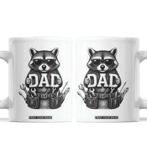 Funny Raccoon Dad Mechanic Coffee Mug Trash Panda Fathers Day Gift TS12 White Print Your Wear