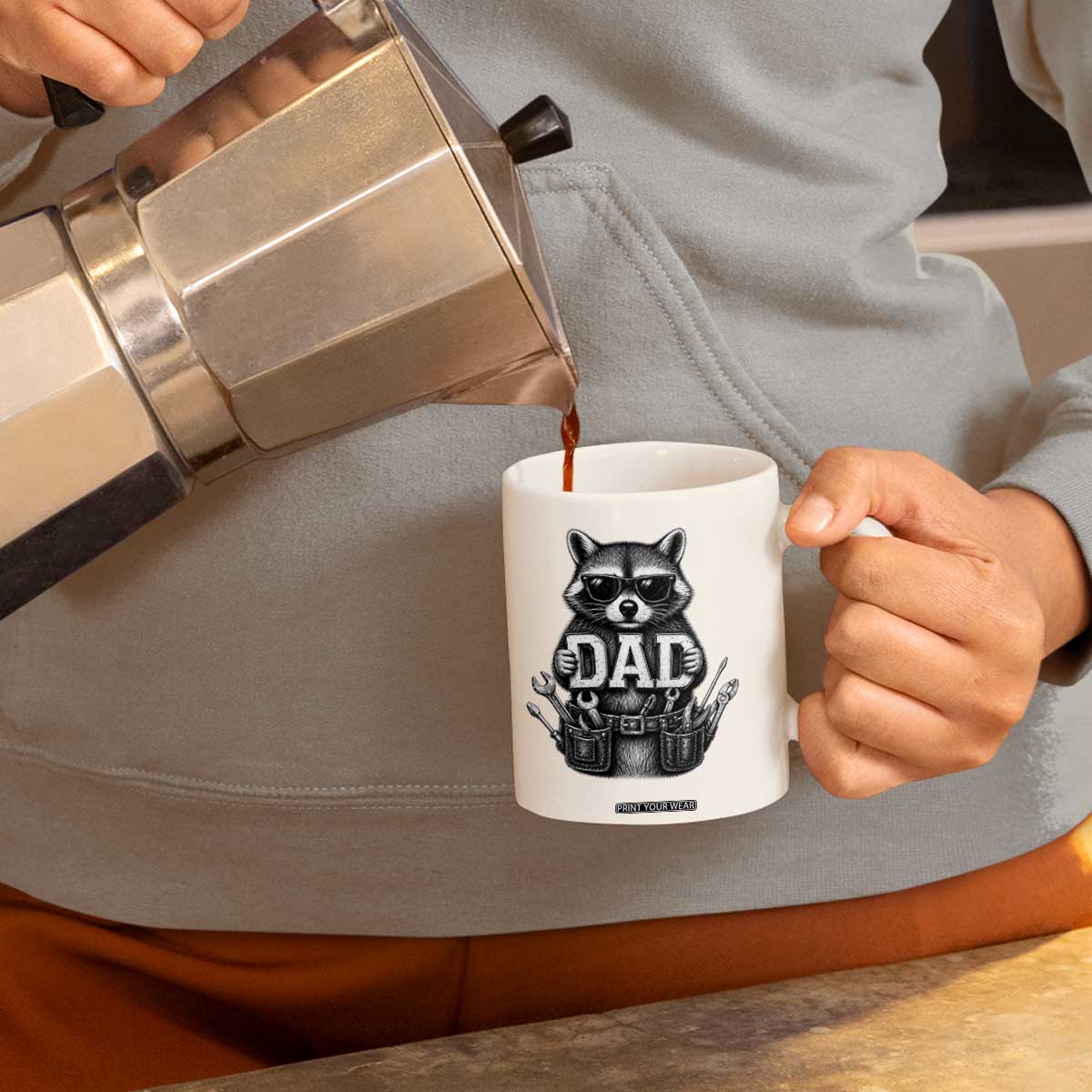Funny Raccoon Dad Mechanic Coffee Mug Trash Panda Fathers Day Gift TS12 Print Your Wear