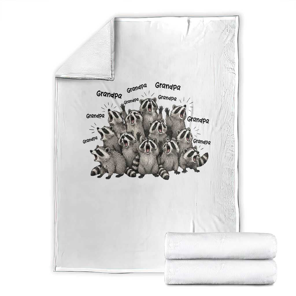 Funny Raccoon Grandpa Throw Blanket Chaos Coordinator Grandpa Life Graphic TS12 White Print Your Wear