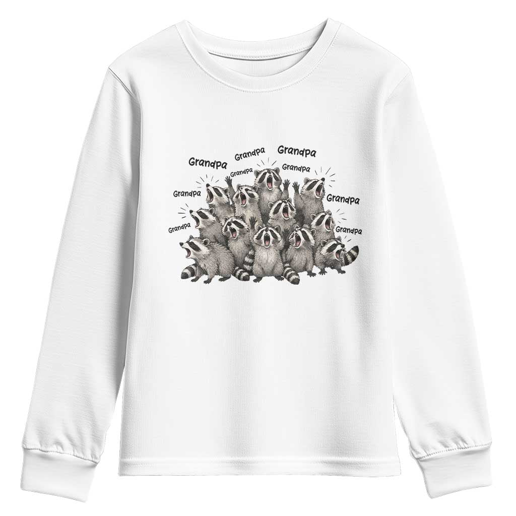 Funny Raccoon Grandpa Youth Sweatshirt Chaos Coordinator Grandpa Life Graphic TS12 White Print Your Wear