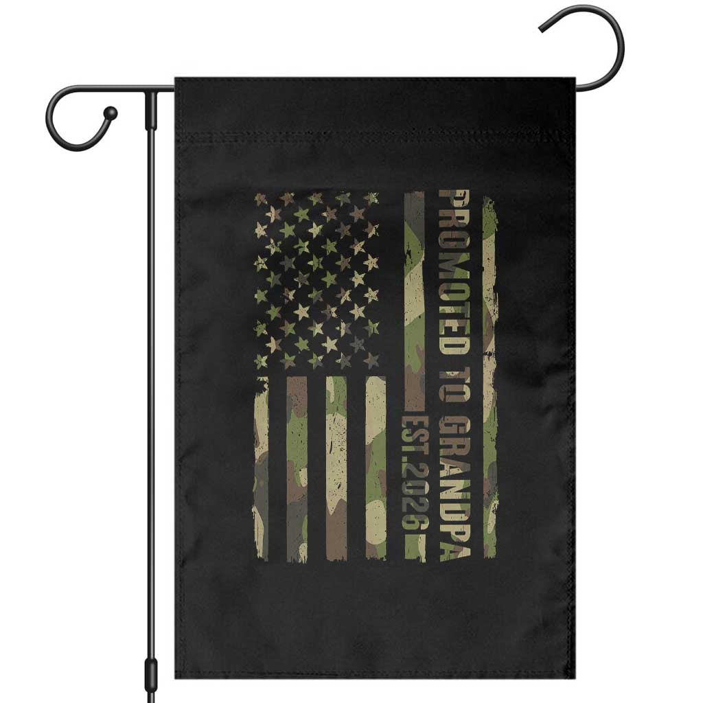 Promoted To Grandpa Est 2026 Patriotic American Flag Camo Garden Flag TS12 Black Print Your Wear
