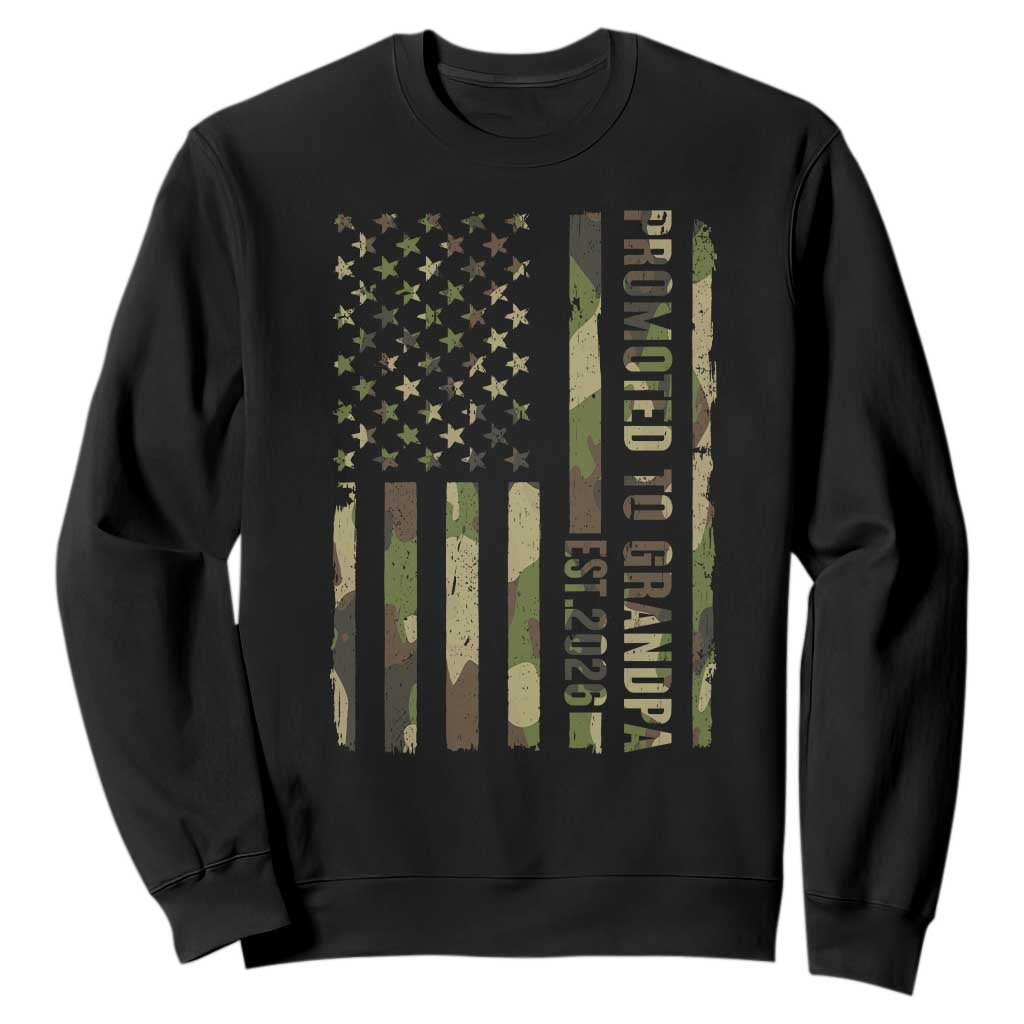 Promoted To Grandpa Est 2026 Patriotic American Flag Camo Sweatshirt TS12 Black Print Your Wear