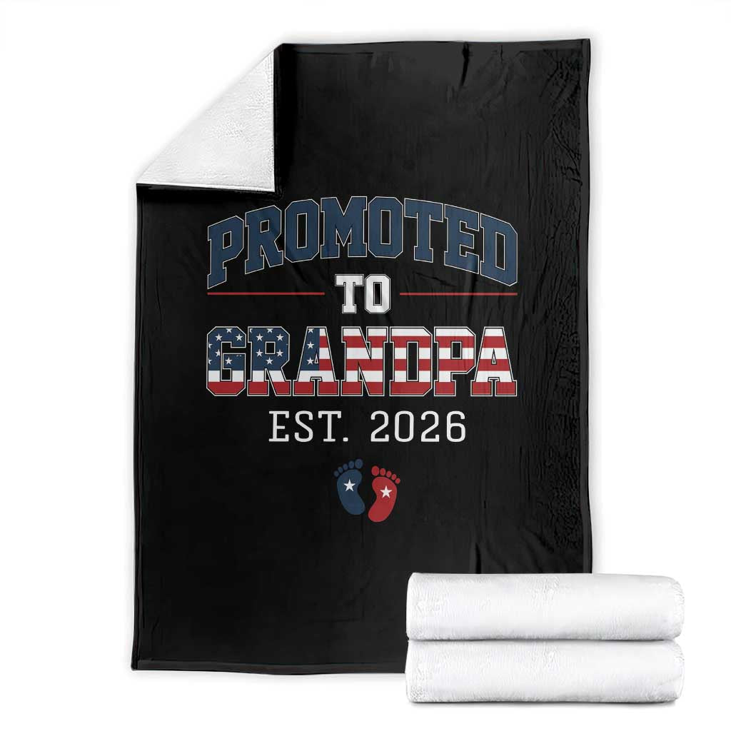 Patriotic Promoted To Grandpa Est 2026 Throw Blanket US Flag New Father Gift TS12 Black Print Your Wear
