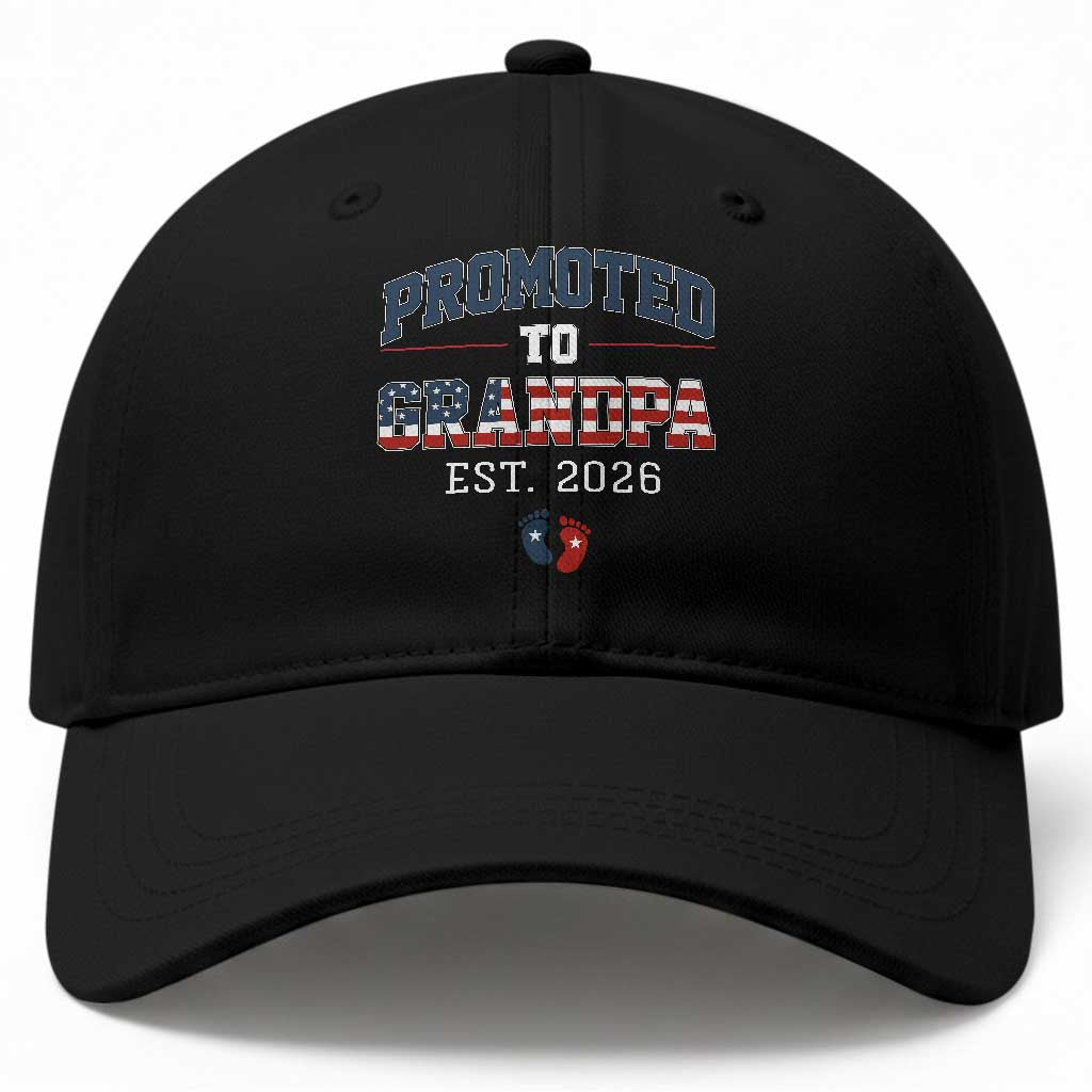 Patriotic Promoted To Grandpa Est 2026 Baseball Cap US Flag New Father Gift TS12 Print Your Wear