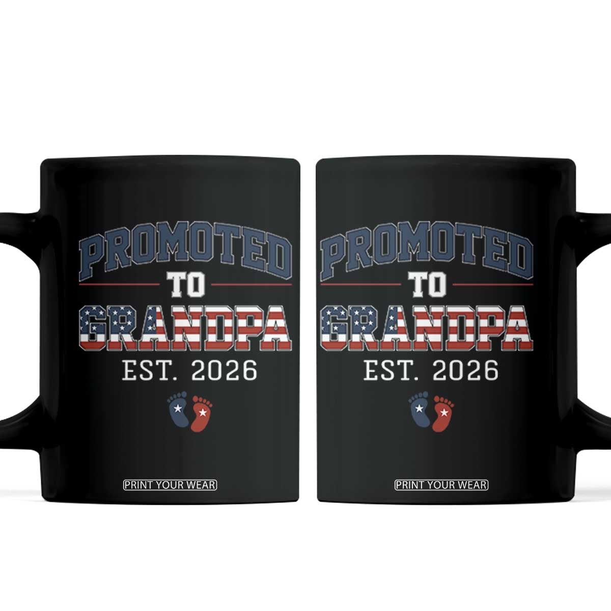 Patriotic Promoted To Grandpa Est 2026 Coffee Mug US Flag New Father Gift TS12 Black Print Your Wear