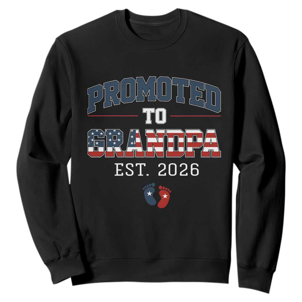 Patriotic Promoted To Grandpa Est 2026 Sweatshirt US Flag New Father Gift TS12 Black Print Your Wear
