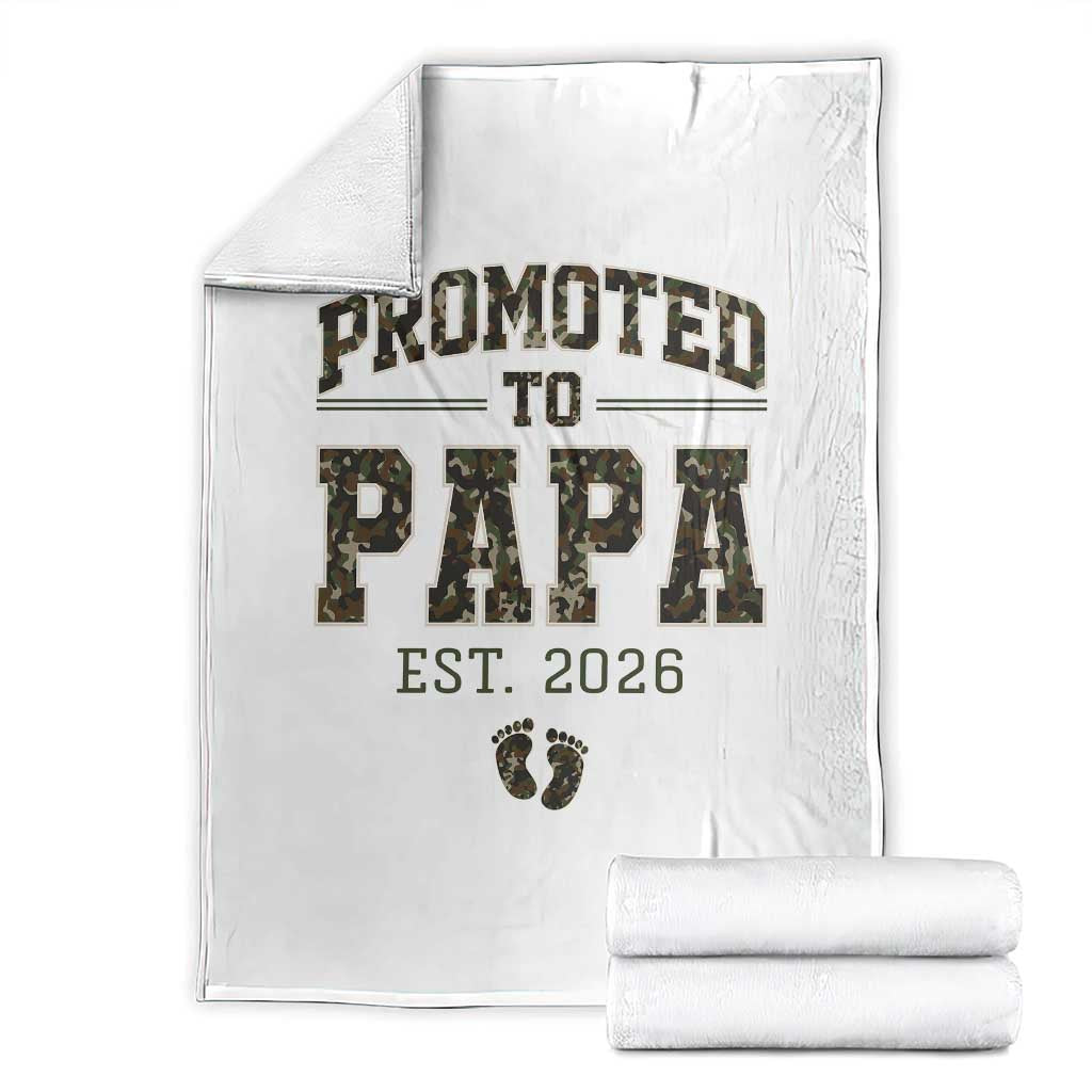 Promoted To Dad Est 2026 Camo Throw Blanket Hunting Style New Dad Gift Graphic TS12 White Print Your Wear