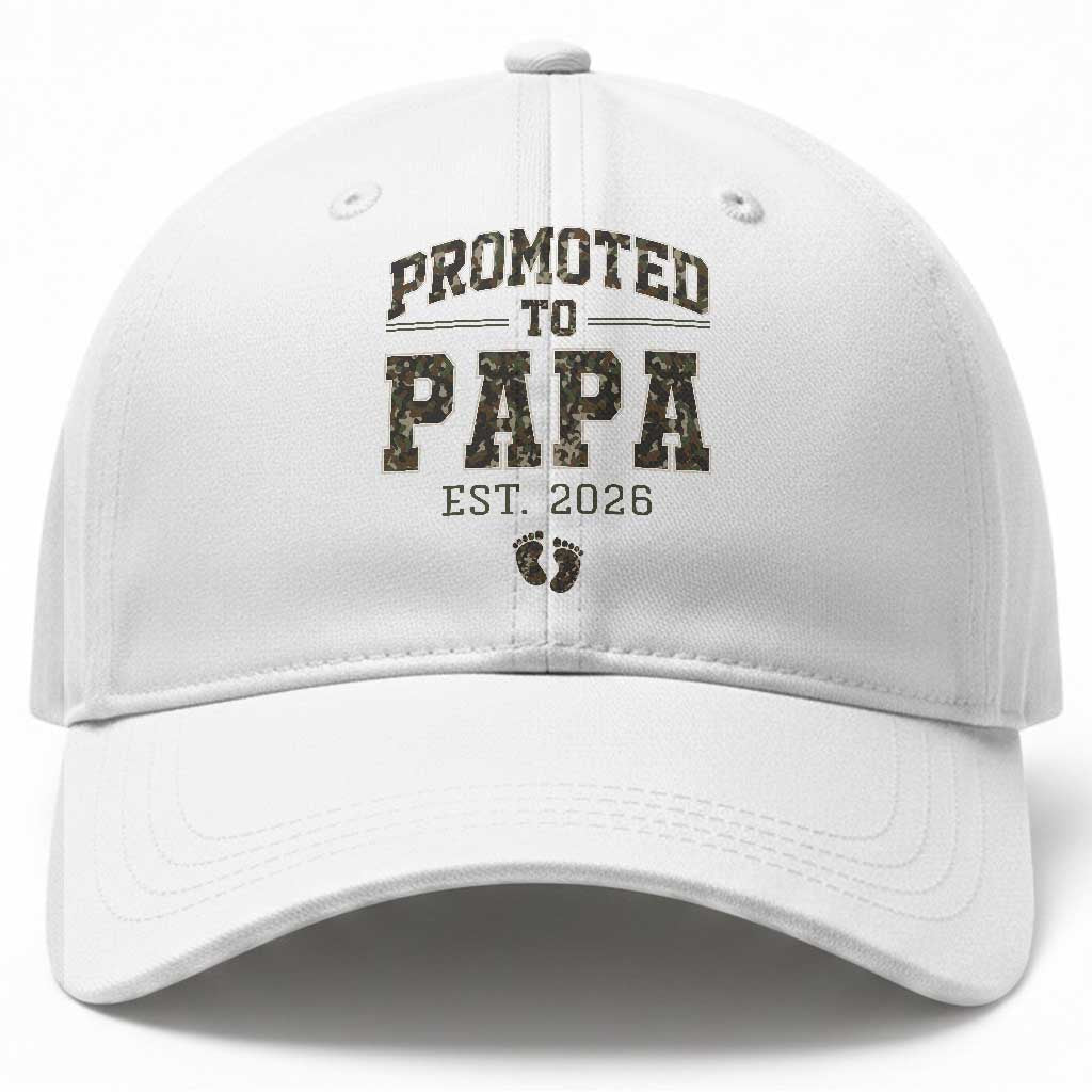 Promoted To Dad Est 2026 Camo Baseball Cap Hunting Style New Dad Gift Graphic TS12 Print Your Wear