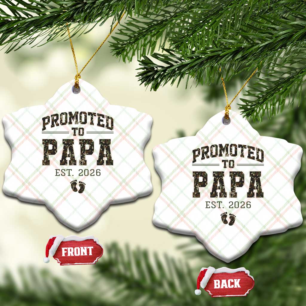 Promoted To Dad Est 2026 Camo Ceramic Ornament Hunting Style New Dad Gift Graphic TS12 Print Your Wear