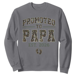 Promoted To Dad Est 2026 Camo Sweatshirt Hunting Style New Dad Gift Graphic TS12 Charcoal Print Your Wear