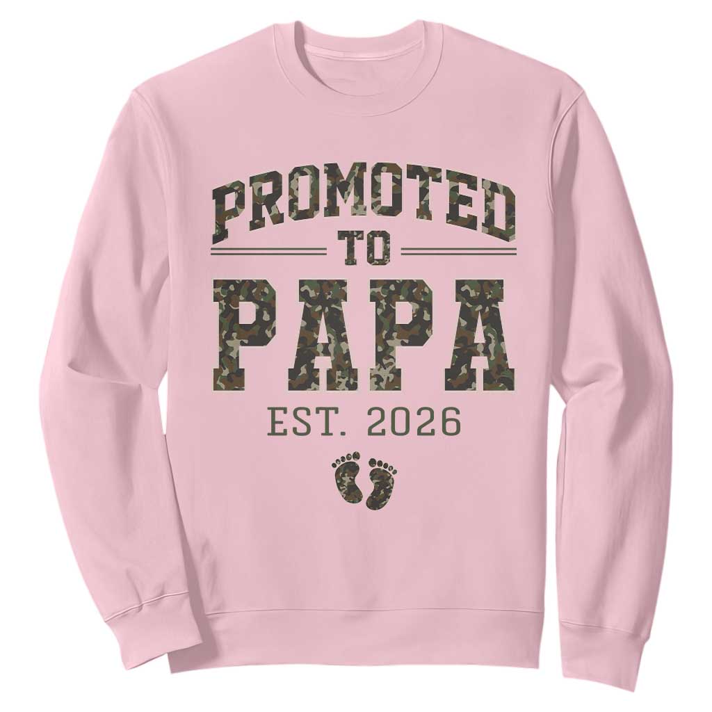 Promoted To Dad Est 2026 Camo Sweatshirt Hunting Style New Dad Gift Graphic TS12 Light Pink Print Your Wear