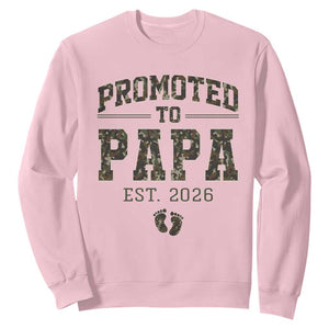 Promoted To Dad Est 2026 Camo Sweatshirt Hunting Style New Dad Gift Graphic TS12 Light Pink Print Your Wear