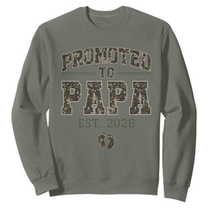 Promoted To Dad Est 2026 Camo Sweatshirt Hunting Style New Dad Gift Graphic TS12 Military Green Print Your Wear