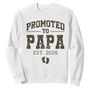 Promoted To Dad Est 2026 Camo Sweatshirt Hunting Style New Dad Gift Graphic TS12 White Print Your Wear